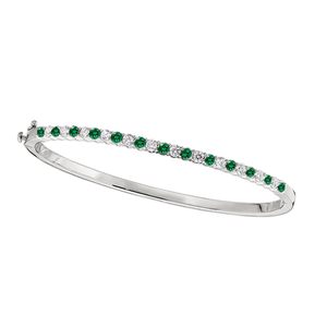 14K Gold Diamond and Emerald Bangle