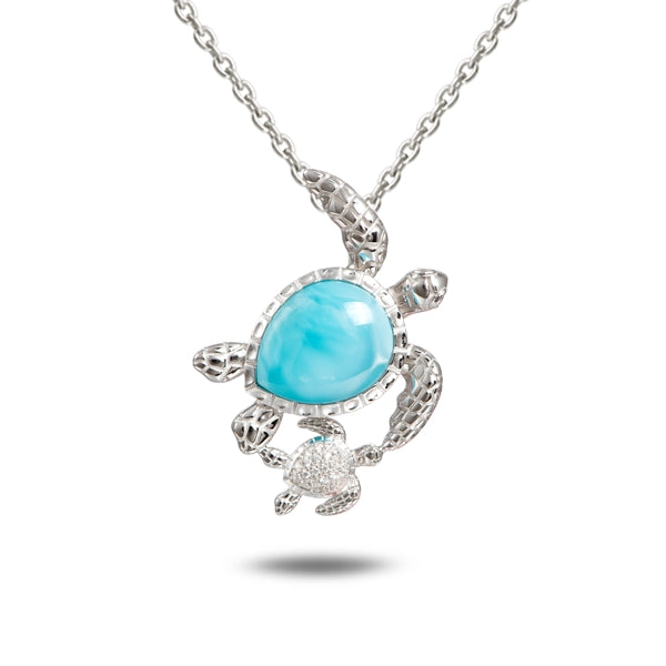 Sterling Silver Double Larimar Pendant Sterling Silver Double Larimar Pendant