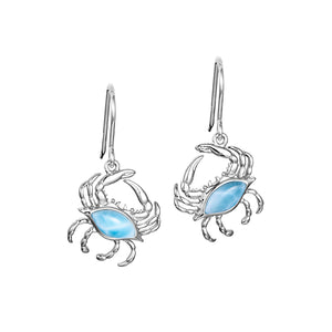 Larimar Sterling Silver Crab Earrings