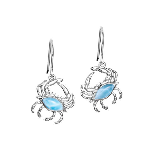 Larimar Sterling Silver Crab Earrings