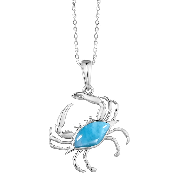 Larimar Sterling Silver Crab Pendant