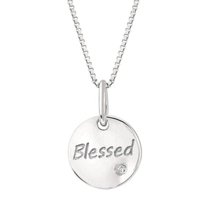 Sterling Silver Diamond Blessed Pendant