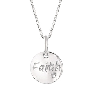 Sterling Silver Diamond Faith Pendant