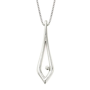 Sterling Silver Diamond Tear Drop Pendant