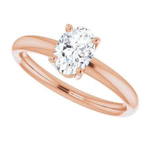 14K Gold Oval Solitaire Diamond Engagement Ring