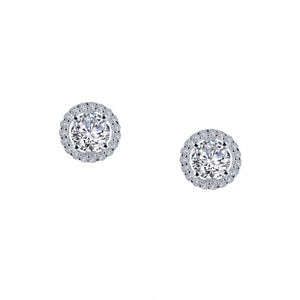 Sterling Silver Simulated Diamond Round Halo Earrings