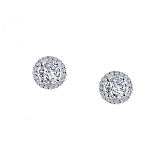 Sterling Silver Simulated Diamond Round Halo Earrings