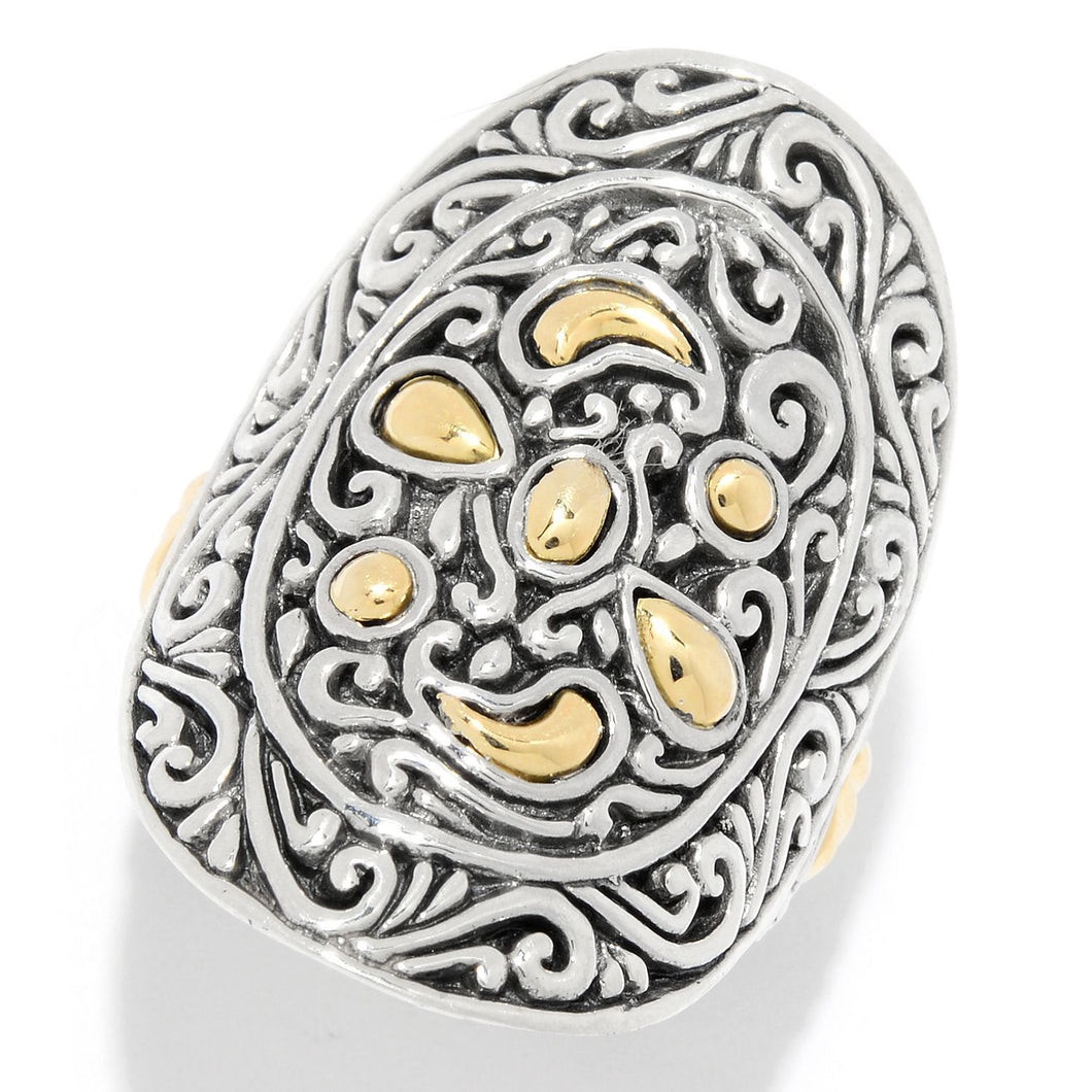Sterling Silver and 18K Gold Oval Ring