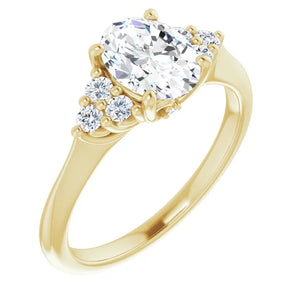 14K Gold Oval-Center Diamond Engagement Ring