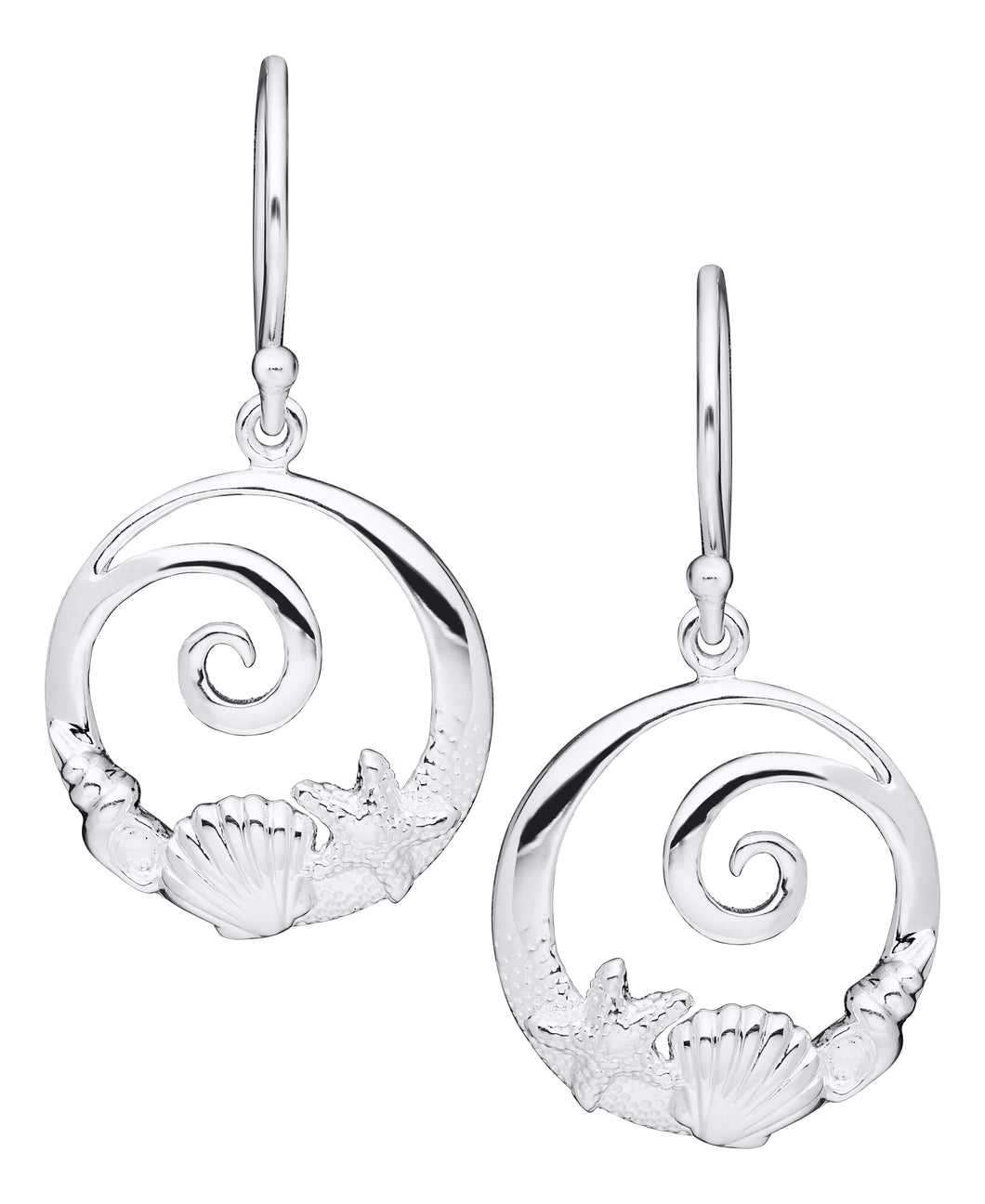 Sterling Silver Sealife Circle Earrings