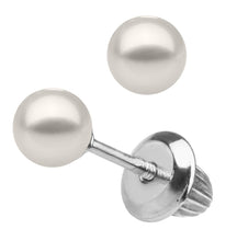 Load image into Gallery viewer, Childrens Sterling Silver Pearl Earrings
