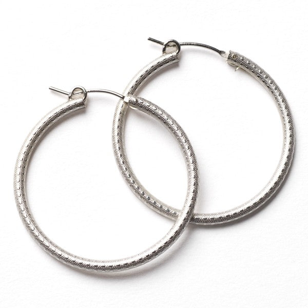 Sterling Silver Round Textured Hoop Earrings – Vashti's Jewelers