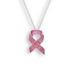 Pink Hope Ribbon Sterling Silver Pendant