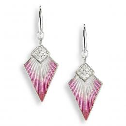 Pink Enamel Sterling Silver Art Deco Wire Earrings